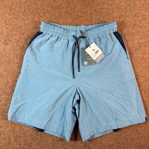 Ohmme Warrior II Yoga Shorts Mens Medium Blue Heathered Athletic Training 2297